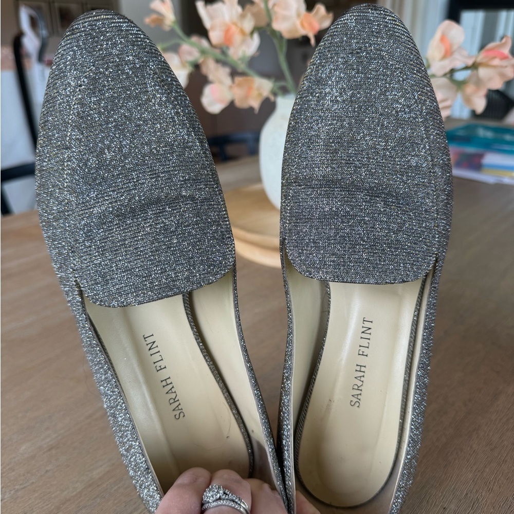 Sarah Flint Silver Sparkle Flats SZ 39